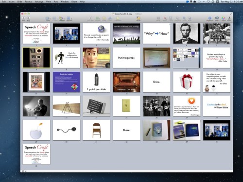 The "light table" view of my presentation early in the planning stage